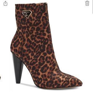 MATEO BY INC Womens Brown Animal Print Stretch Luisa Pointed Toe Zip-Up